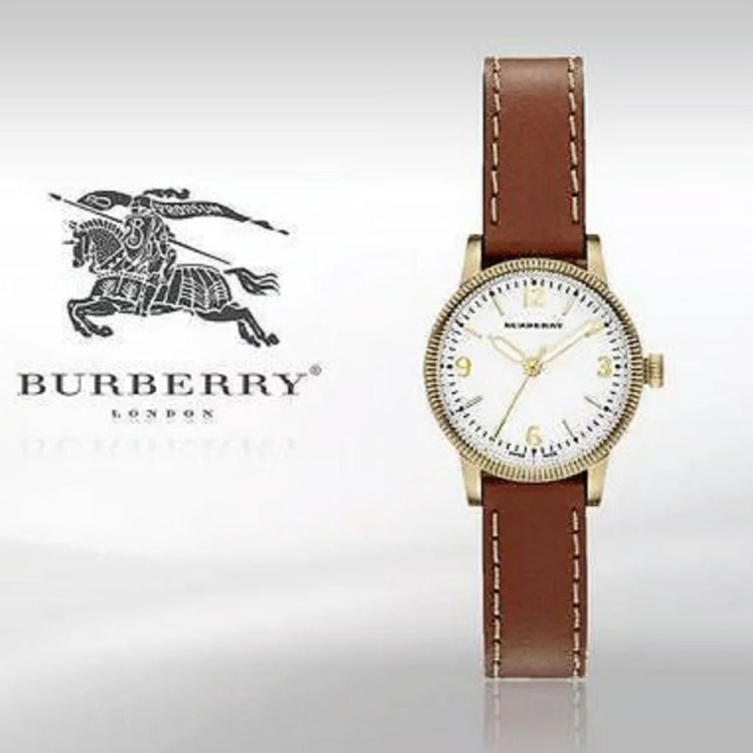  Shop Authentic Burberry The Utilitarian White Dial Brown Leather Strap Watch for Women - BU7865 - Luxxuri