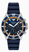  Shop Authentic Emporio Armani World Explorer Chronograph Blue Dial Blue Silicone Strap Watch for Men - AR11696 - Luxxuri