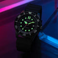 Citizen Mechanical Automatic Black Dial Black Rubber Strap Watch for Men - NJ0125-11E