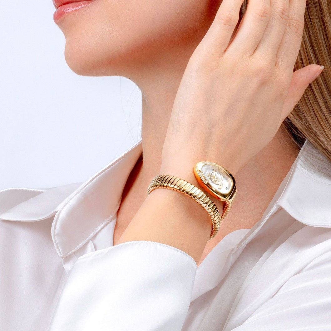 Just Cavalli Glam Evo 9 White Dial Two Tone Steel Strap Watch for Women - JC1L224M0065