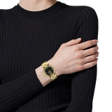  Shop Authentic Versace Reve Analog Black Dial Gold Steel Strap Watch for Women - VE8B00624 - Luxxuri