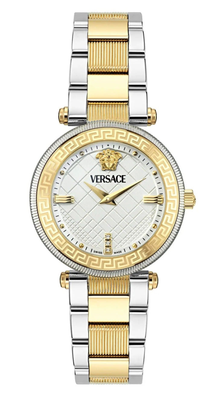  Shop Authentic Versace Reve Analog White Dial Two Tone Steel Strap Watch for Women - VE8B00724 - Luxxuri