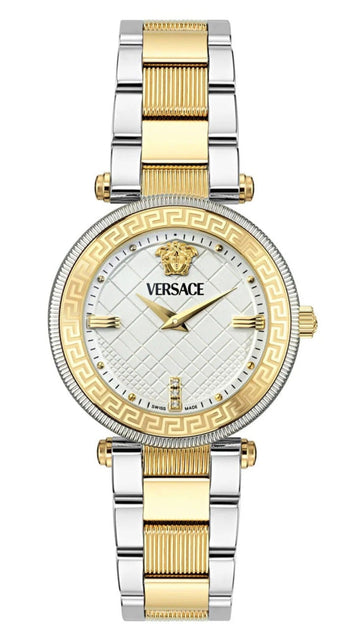  Shop Authentic Versace Reve Analog White Dial Two Tone Steel Strap Watch for Women - VE8B00724 - Luxxuri