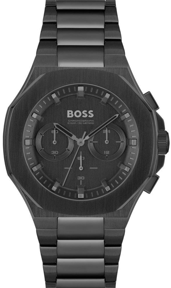  Shop Authentic Hugo Boss Taper Chronograph Black Dial Black Steel Strap Watch for Men - 1514088 - Luxxuri