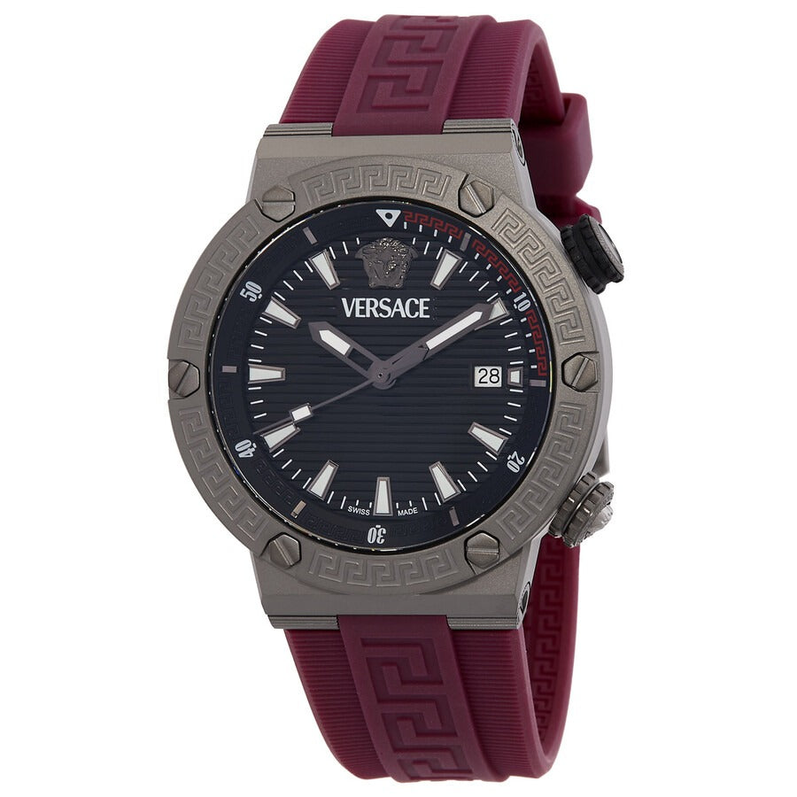  Shop Authentic Versace Greca Logo Diver Quartz Black Dial Purple Rubber Strap Watch for Men - VE8G00224 - Luxxuri