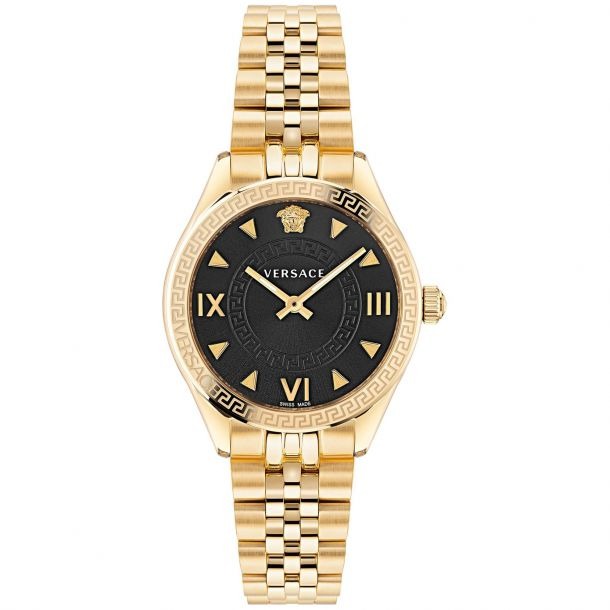  Shop Authentic Versace Hellenyium Quartz Black Dial Gold Steel Strap Watch for Women - VE2S00622 - Luxxuri