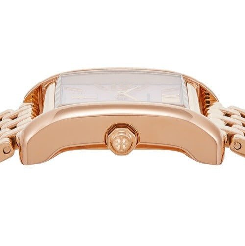 Tory Burch Eleanor Mother of Pearl White Dial Rose Gold Steel Strap Watch for Women - TBW1079