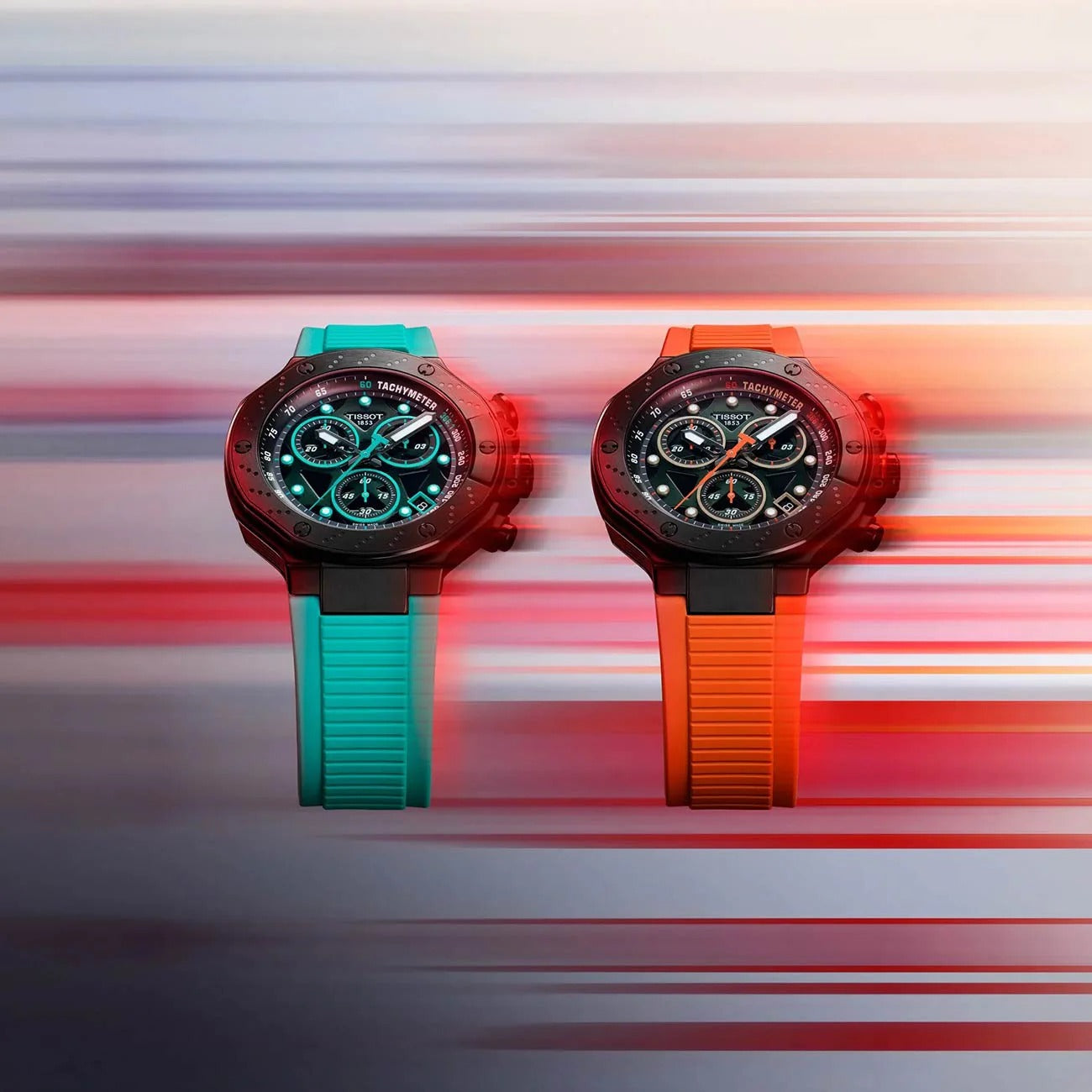 Tissot T Race Chronograph Black Dial Red Rubber Strap Watch for Men - T141.417.37.061.01