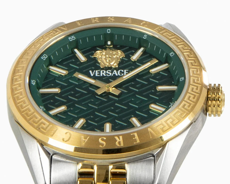  Shop Authentic Versace V-Code Analog Green Dial Two Tone Steel Strap Watch for Women - VE8I00424 - Luxxuri