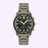  Shop Authentic Versace Greca Dome Chronograph Black Dial Grey Steel Strap Watch for Men - VE6K00623 - Luxxuri