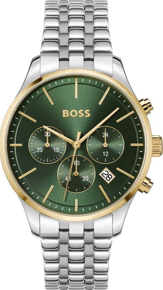  Shop Authentic Hugo Boss Avery Chronograph Green Dial Silver Steel Strap Watch for Men - 1514159 - Luxxuri