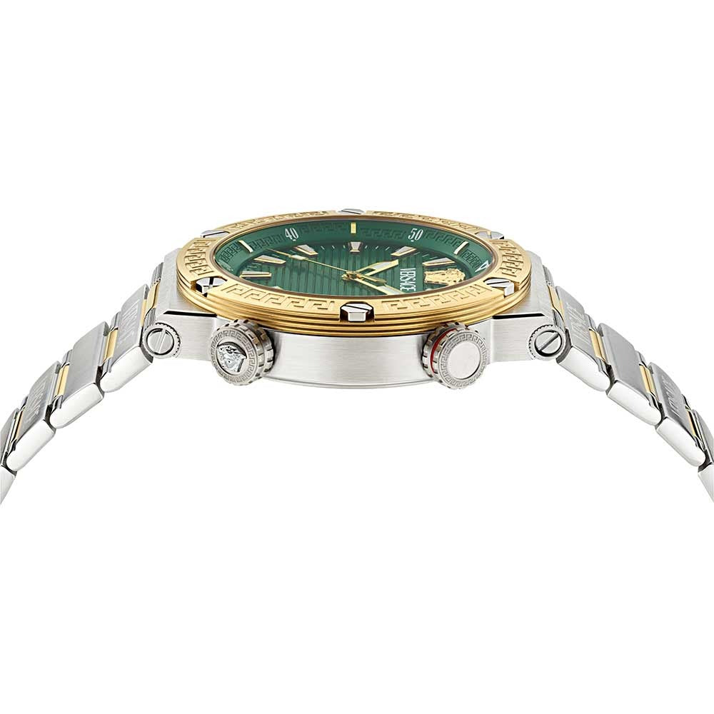  Shop Authentic Versace Greca Logo Diver Quartz Green Dial Two Tone Steel Strap Watch for Men - VE8G00524 - Luxxuri
