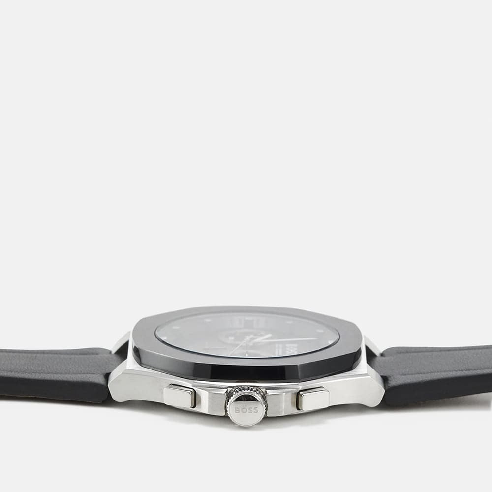  Shop Authentic Hugo Boss Taper Chronograph Black Dial Black Leather Strap Watch for Men - 1514085 - Luxxuri