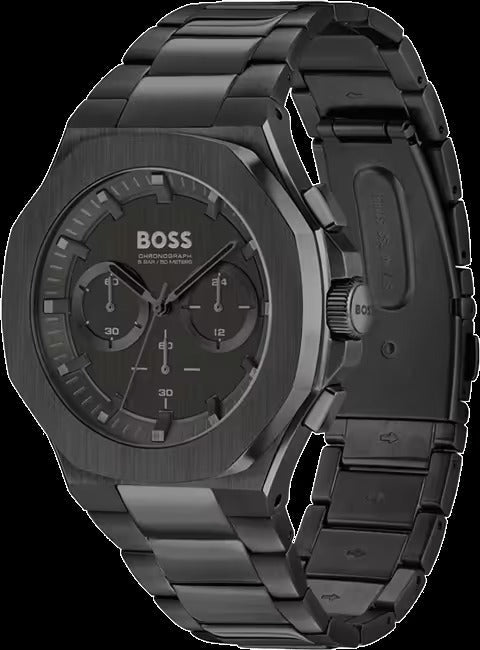  Shop Authentic Hugo Boss Taper Chronograph Black Dial Black Steel Strap Watch for Men - 1514088 - Luxxuri