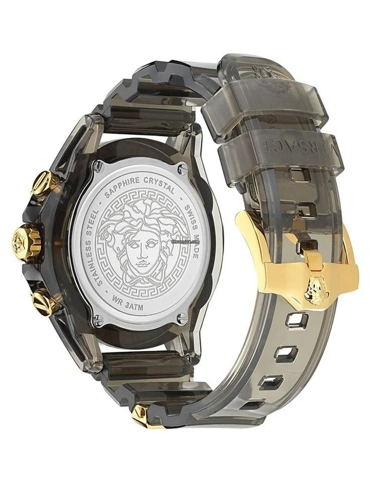  Shop Authentic Versace Icon Active Chronograph Black Dial Black Rubber Strap Unisex Watch - VE8P00224 - Luxxuri