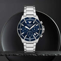  Shop Authentic Emporio Armani World Explorer Chronograph Blue Dial Silver Steel Strap Watch for Men - AR11681 - Luxxuri