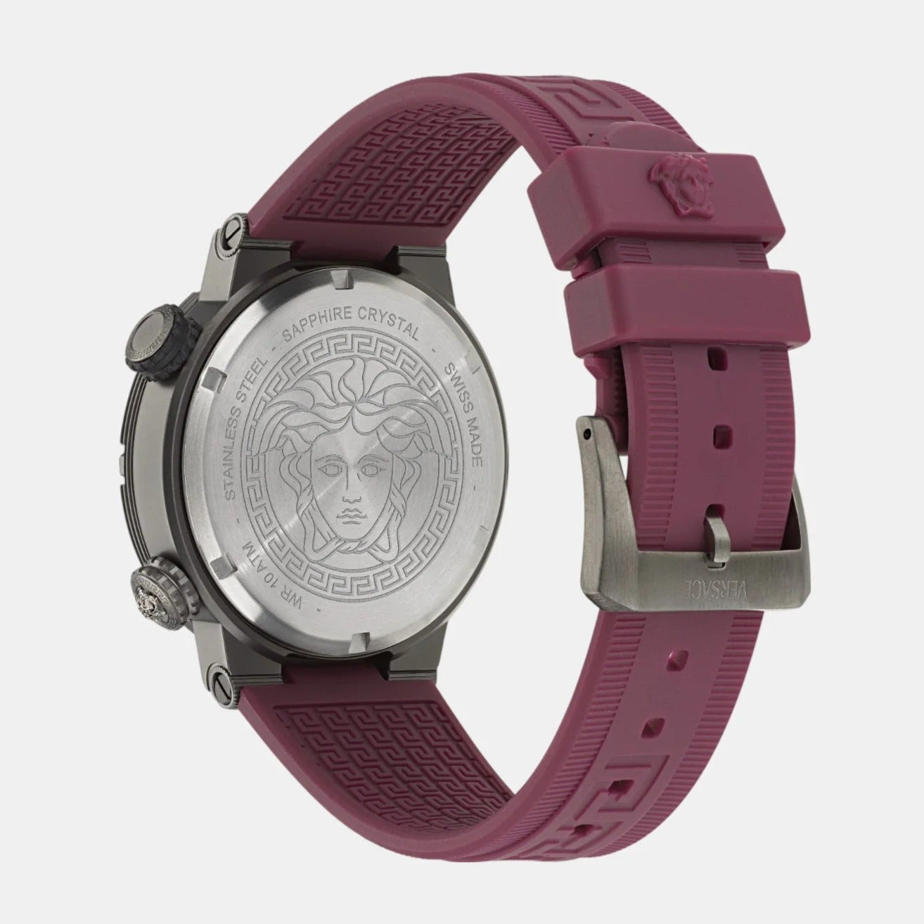  Shop Authentic Versace Greca Logo Diver Quartz Black Dial Purple Rubber Strap Watch for Men - VE8G00224 - Luxxuri