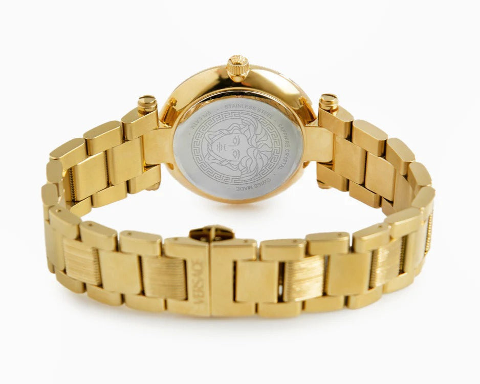  Shop Authentic Versace Reve Analog Black Dial Gold Steel Strap Watch for Women - VE8B00624 - Luxxuri