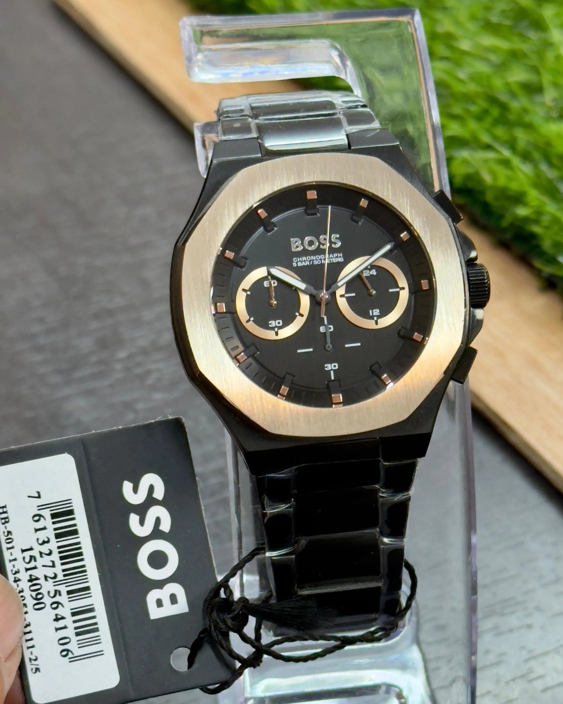  Shop Authentic Hugo Boss Taper Chronograph Black Dial Black Steel Strap Watch for Men - 1514090 - Luxxuri