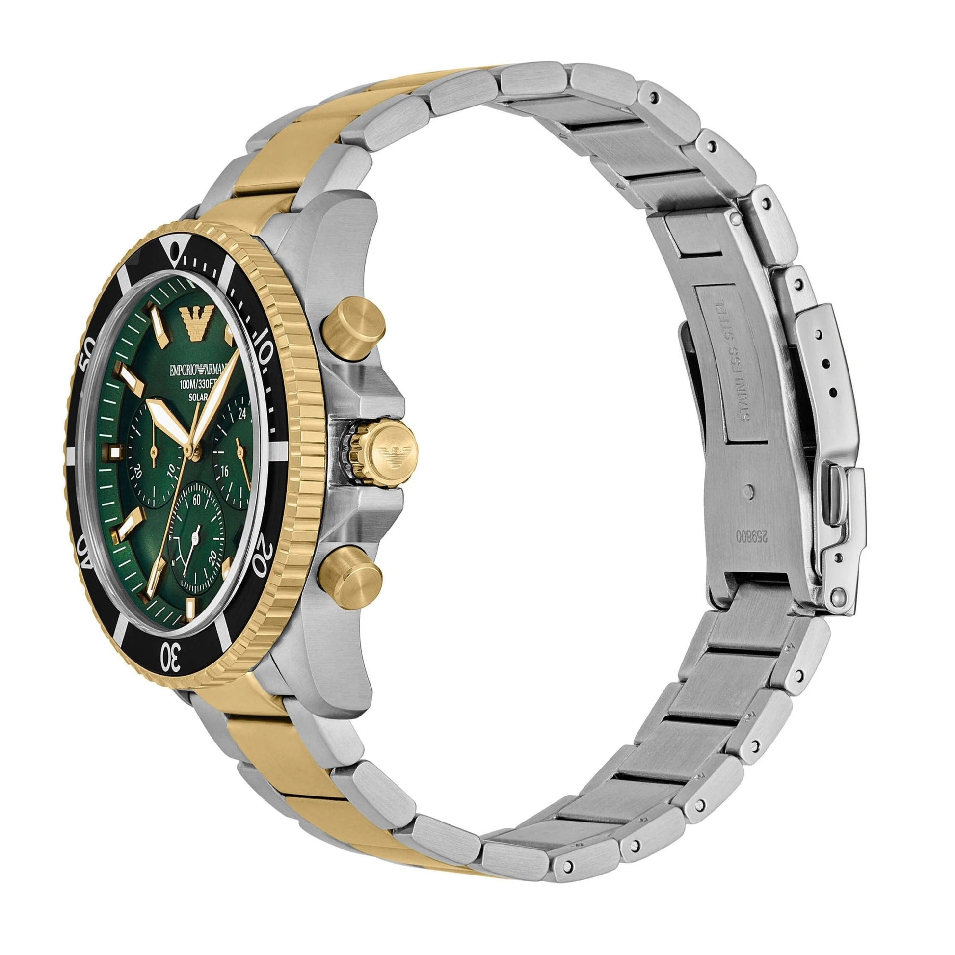  Shop Authentic Emporio Armani World Explorer Chronograph Green Dial Two Tone Steel Strap Watch for Men - AR11695 - Luxxuri