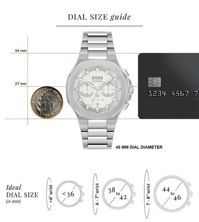 Hugo Boss Taper Chronograph White Dial Silver Steel Strap Watch for Men - 1514087