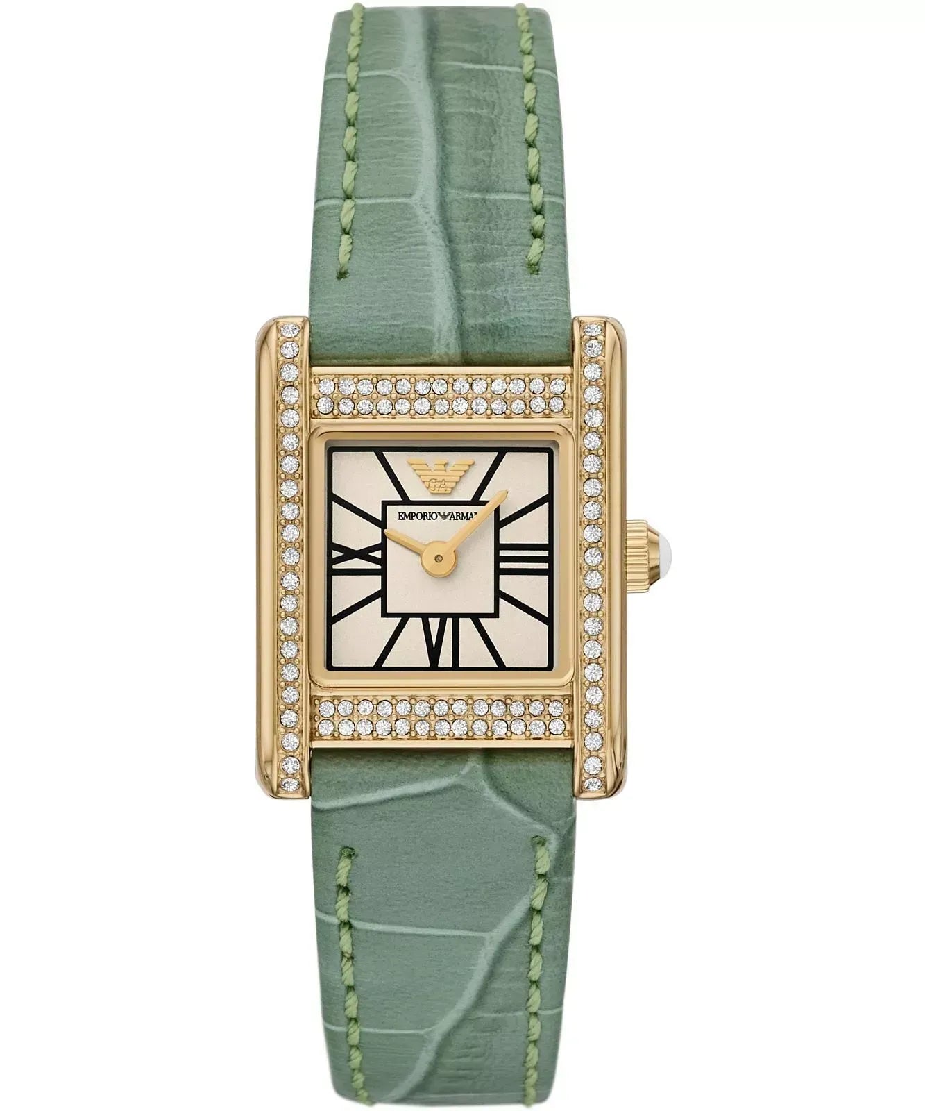  Shop Authentic Emporio Armani Classic White Dial Green Leather Strap Watch for Women - AR11661 - Luxxuri