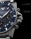  Shop Authentic Emporio Armani World Explorer Chronograph Blue Dial Silver Steel Strap Watch for Men - AR11681 - Luxxuri