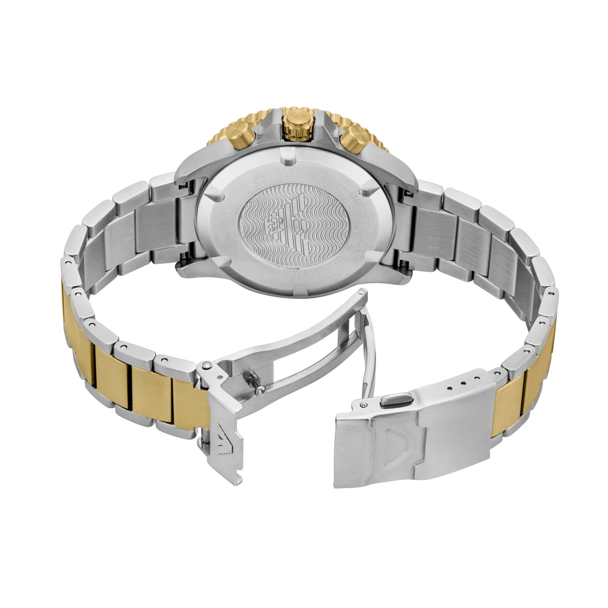  Shop Authentic Emporio Armani World Explorer Chronograph Green Dial Two Tone Steel Strap Watch for Men - AR11695 - Luxxuri