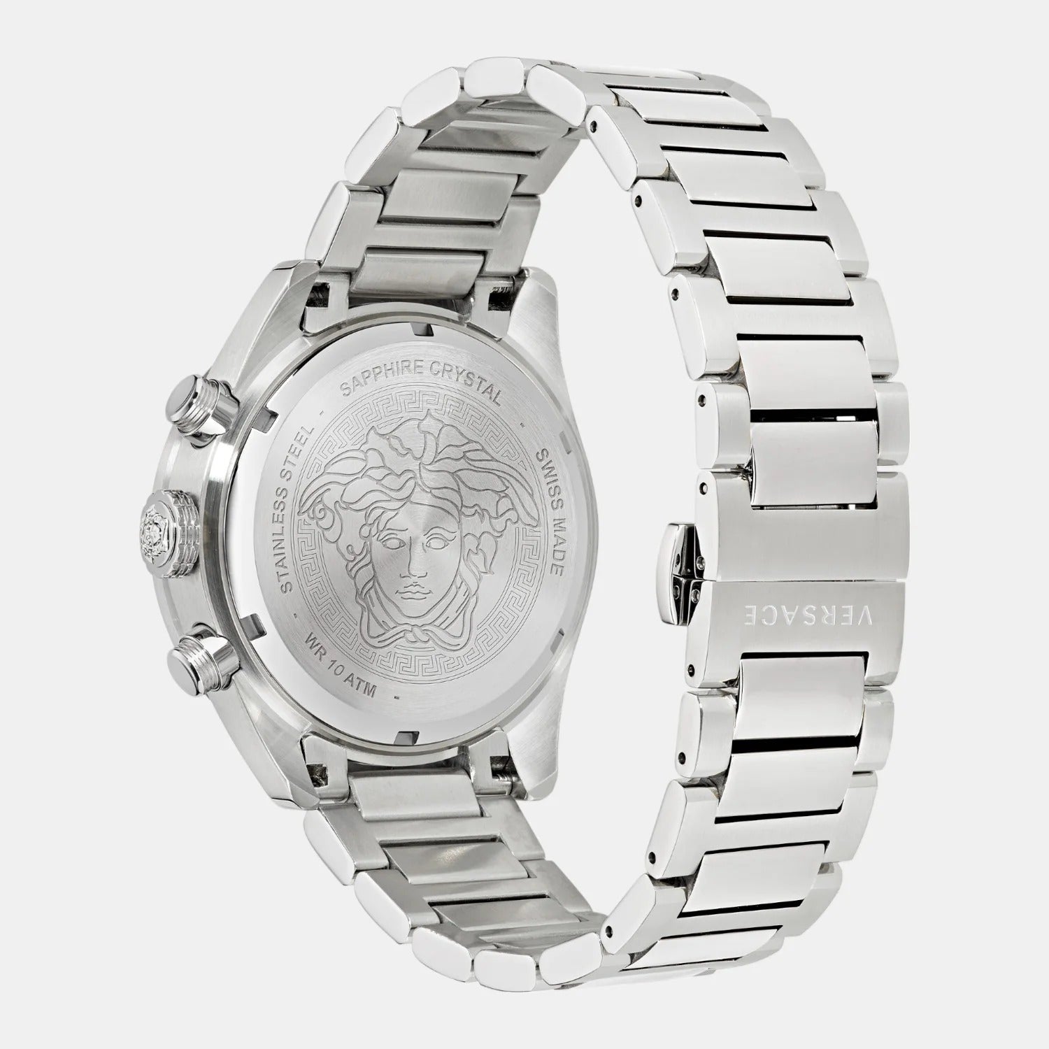  Shop Authentic Versace Greca Dome Chronograph Blue Dial Silver Steel Strap Watch for Men - VE6K00323 - Luxxuri