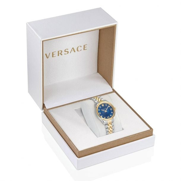  Shop Authentic Versace Hellenyium Quartz Blue Dial Two Tone Steel Strap Watch for Women - VE2S00522 - Luxxuri