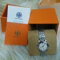Tory Burch Whitney Ivory White Dial Silver Steel Strap Watch for Women - TBW8001