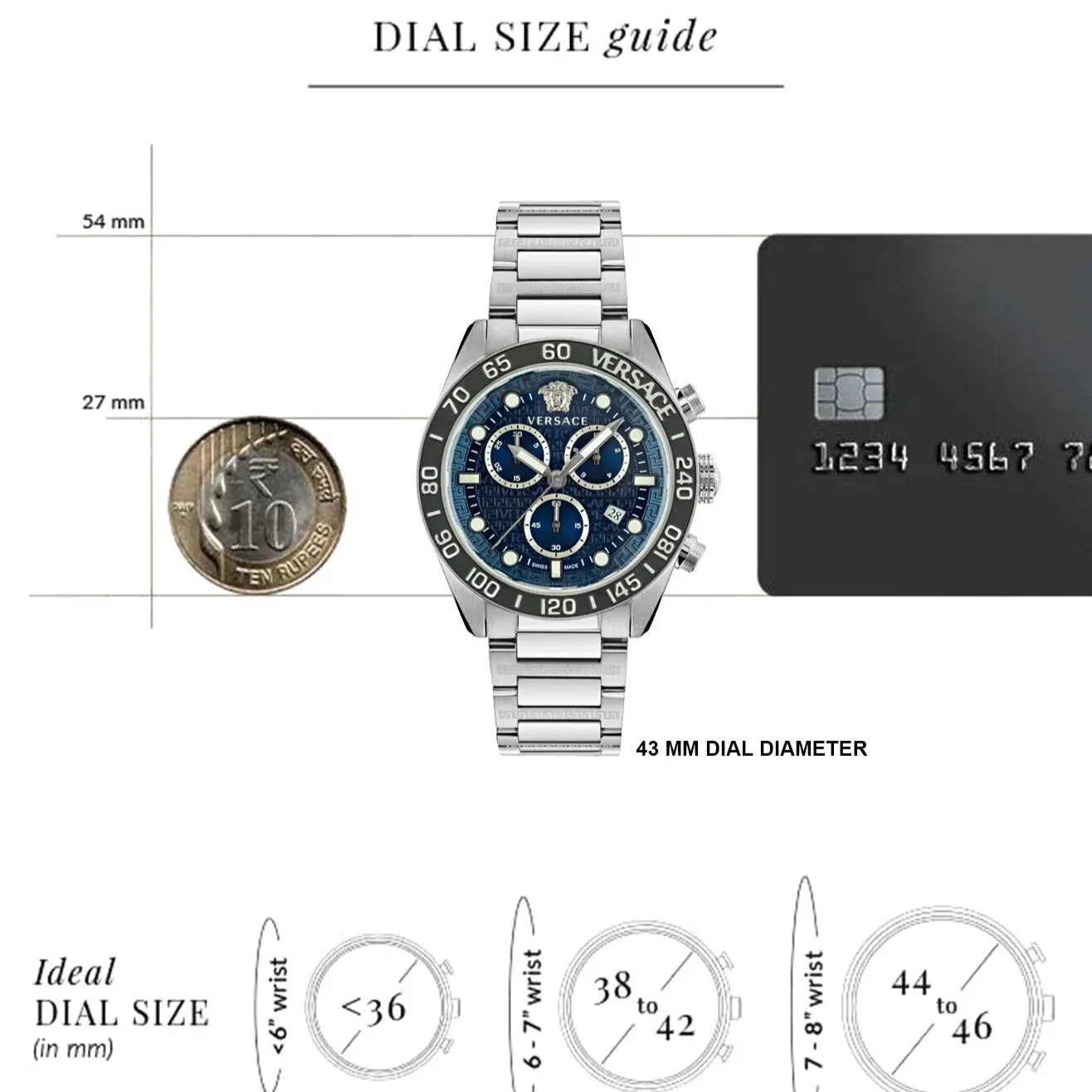  Shop Authentic Versace Greca Dome Chronograph Blue Dial Silver Steel Strap Watch for Men - VE6K00323 - Luxxuri