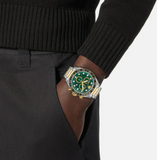  Shop Authentic Versace Greca Dome Chronograph Green Dial Two Tone Steel Strap Watch for Men - VE6K00423 - Luxxuri