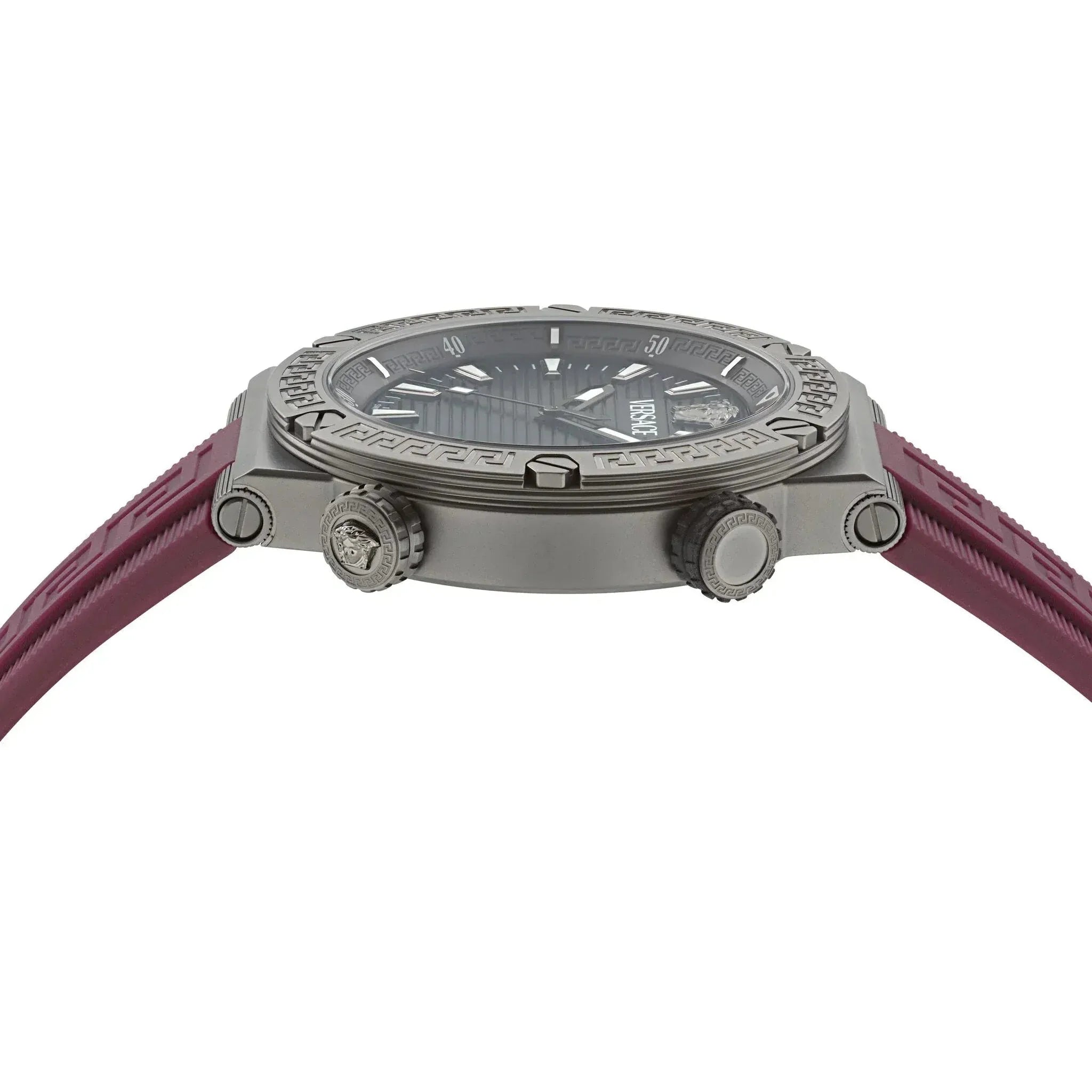 Versace Greca Logo Diver Quartz Black Dial Purple Rubber Strap Watch for Men - VE8G00224