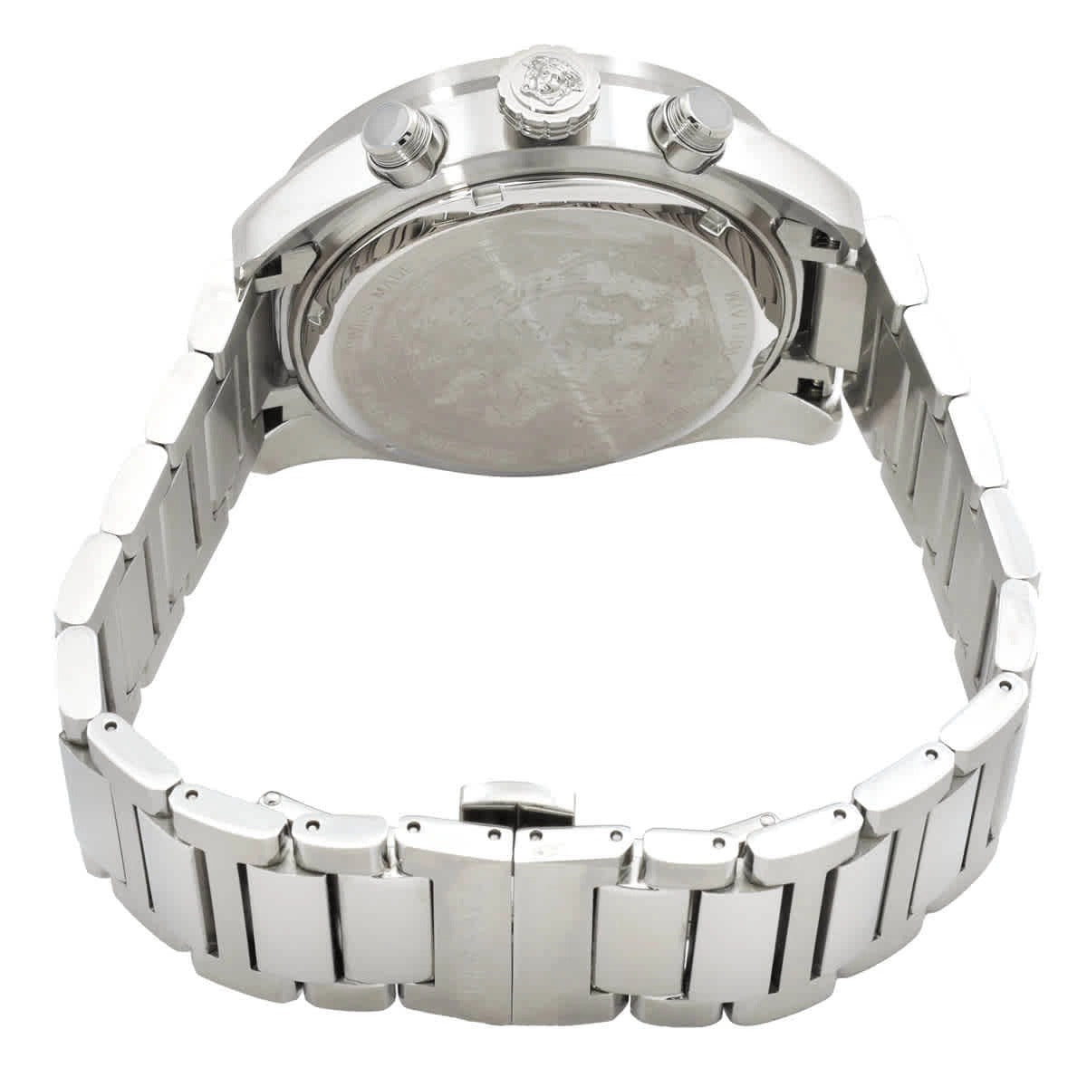 Versace Greca Dome Chronograph Blue Dial Silver Steel Strap Watch for Men - VE6K00323