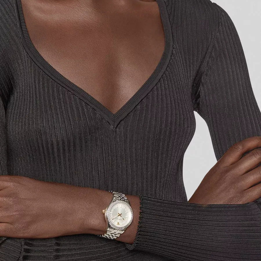  Shop Authentic Versace Hellenyium Quartz White Dial Silver Steel Strap Watch for Women - VEHU00320 - Luxxuri