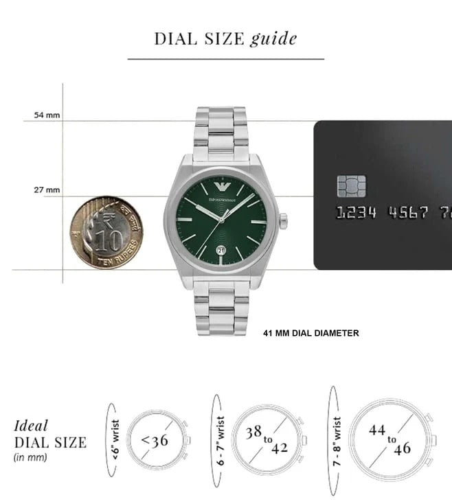  Shop Authentic Emporio Armani Frederico Analog Green Dial Silver Steel Strap Watch for Men - AR11621 - Luxxuri