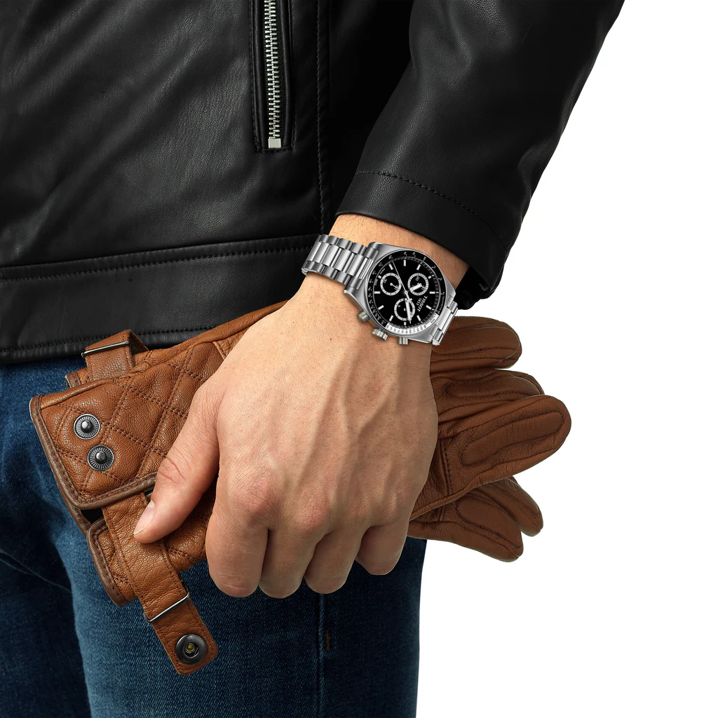 Tissot PR516 Chronograph Black Dial Silver Steel Strap Watch for Men - T149.417.11.051.00