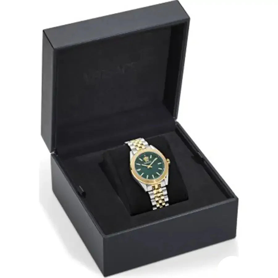  Shop Authentic Versace V-Code Analog Green Dial Two Tone Steel Strap Watch for Women - VE8I00424 - Luxxuri