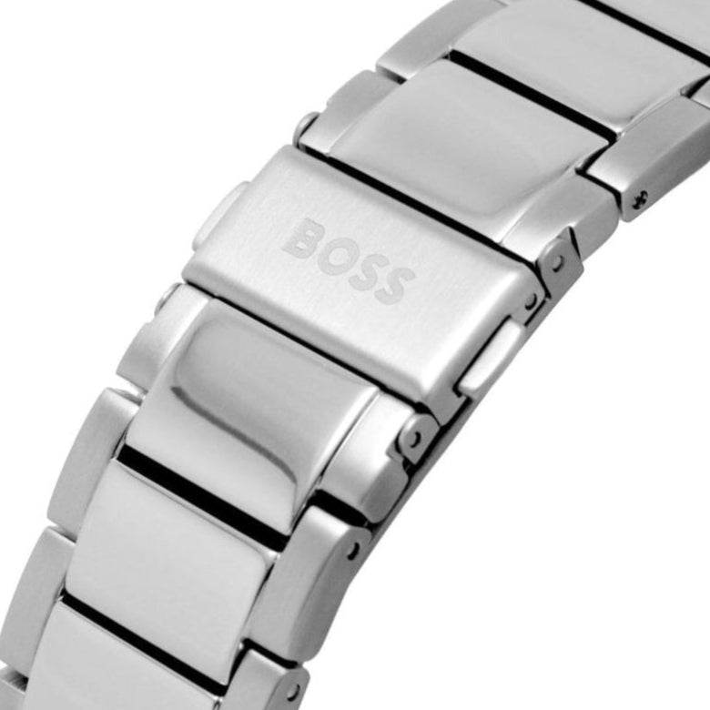 Hugo Boss Taper Chronograph White Dial Silver Steel Strap Watch for Men - 1514087