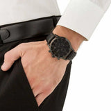  Shop Authentic Hugo Boss Aeroliner Chronograph Black Dial Black Leather Strap Watch for Men - 1512567 - Luxxuri