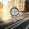  Shop Authentic Seiko 5 GMT Sport Asia Exclusive Limited Edition Off White Dial Silver Steel Strap Watch for Men - SSK046K1 - Luxxuri