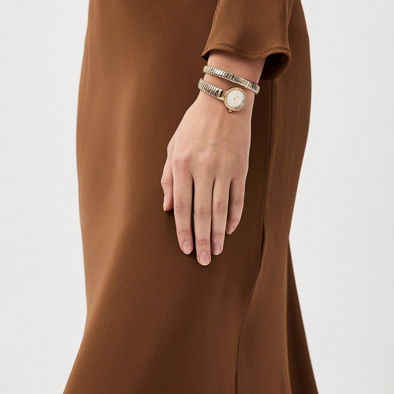 Just Cavalli Enchanting Silver Dial Two Tone Steel Strap Watch for Women - JC1L301M0065