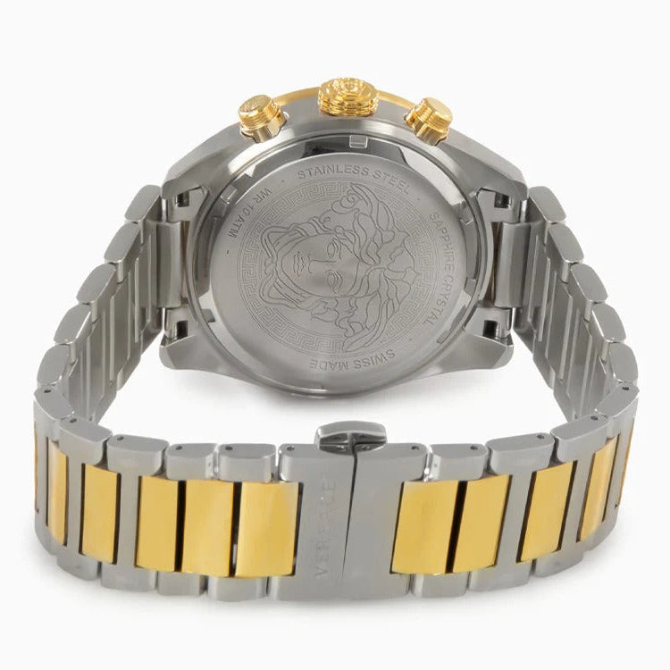  Shop Authentic Versace Greca Dome Chronograph Green Dial Two Tone Steel Strap Watch for Men - VE6K00423 - Luxxuri