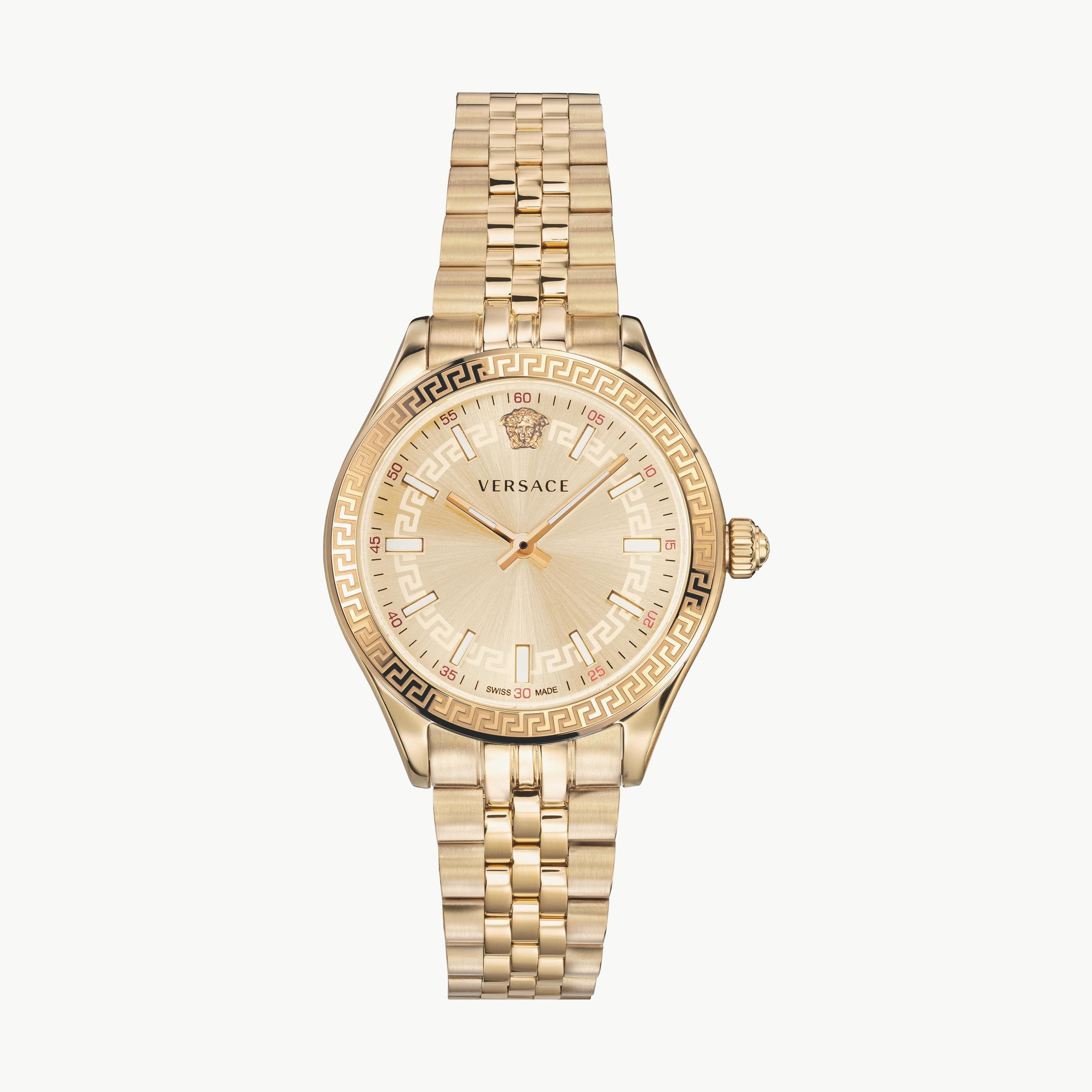 Versace Virtus Quartz Gold Dial Gold Steel Strap Watch for Women - VEHU00720