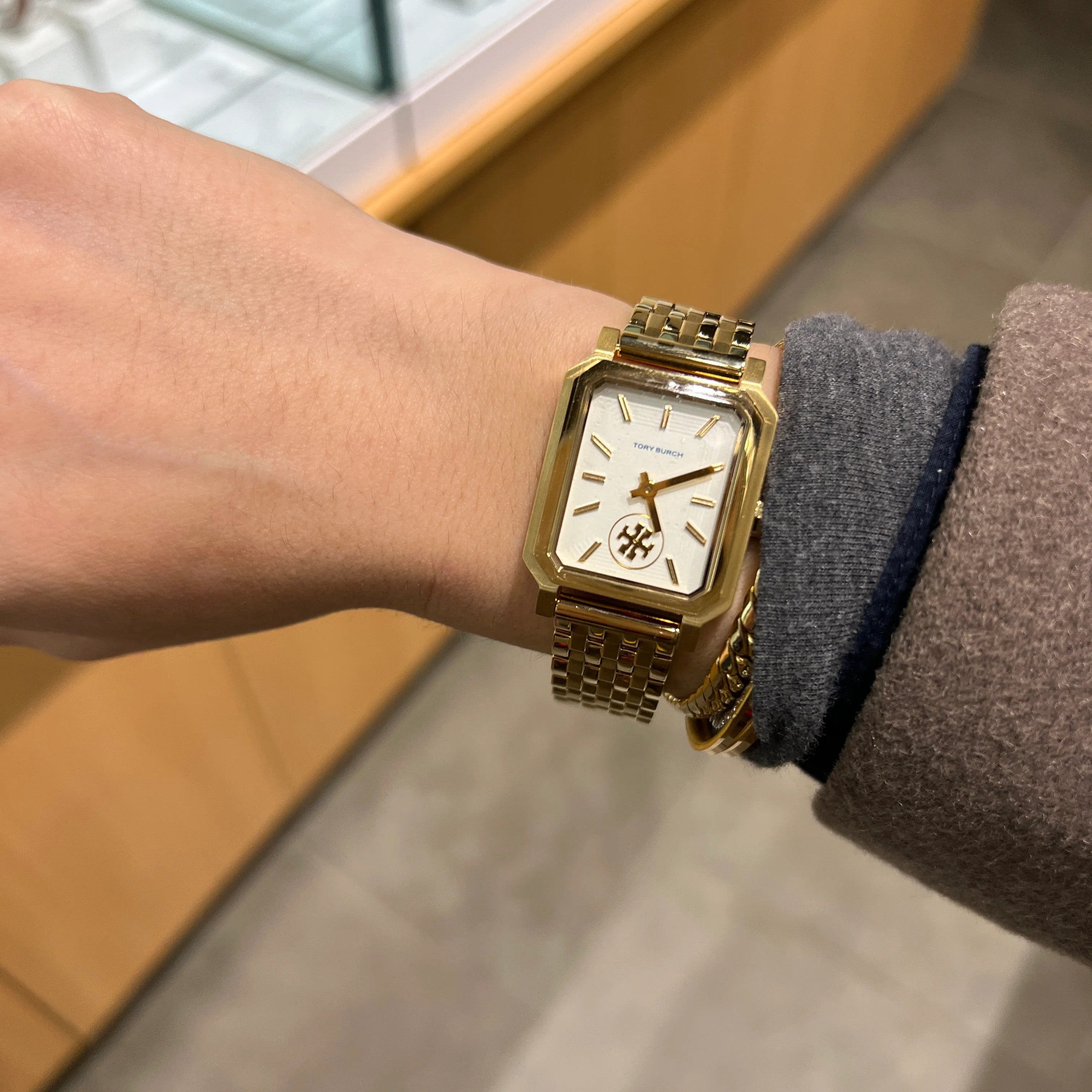 Tory Burch Robinson White Dial Gold Steel Strap Watch for Women - TBW1500