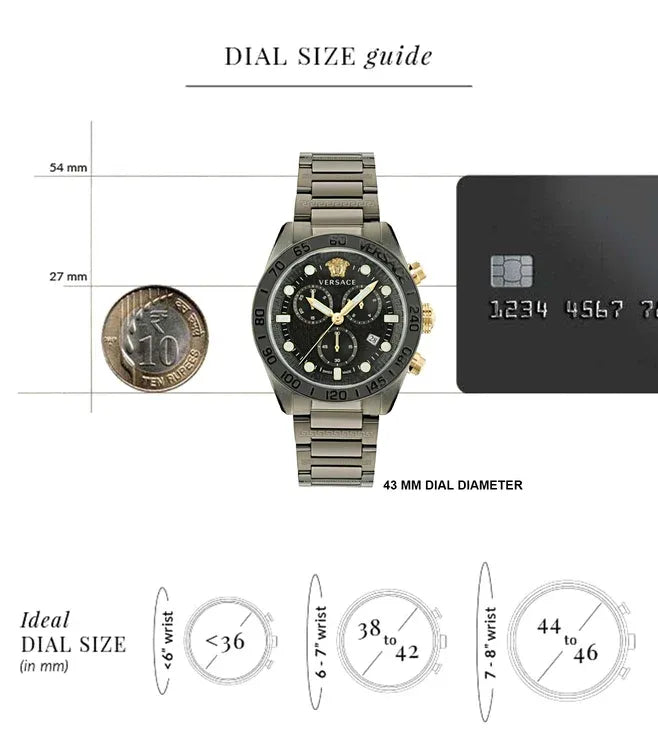  Shop Authentic Versace Greca Dome Chronograph Black Dial Grey Steel Strap Watch for Men - VE6K00623 - Luxxuri
