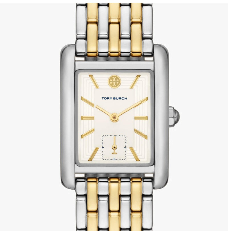 Tory Burch Eleanor White Dial Two Tone Steel Strap Watch for Women - TBW1070