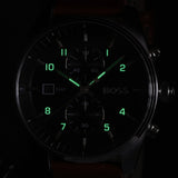 Hugo Boss Skytraveller Chronograph Black Dial Blue Leather Strap Watch for Men - 1514161