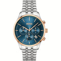 Hugo Boss Avery Chronograph Blue Dial Silver Steel Strap Watch for Men - 1514158